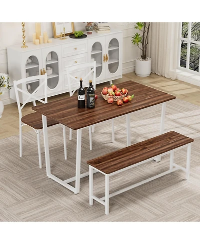 Streamdale Four-piece set table and chair with backrest, industrial style, solid structure