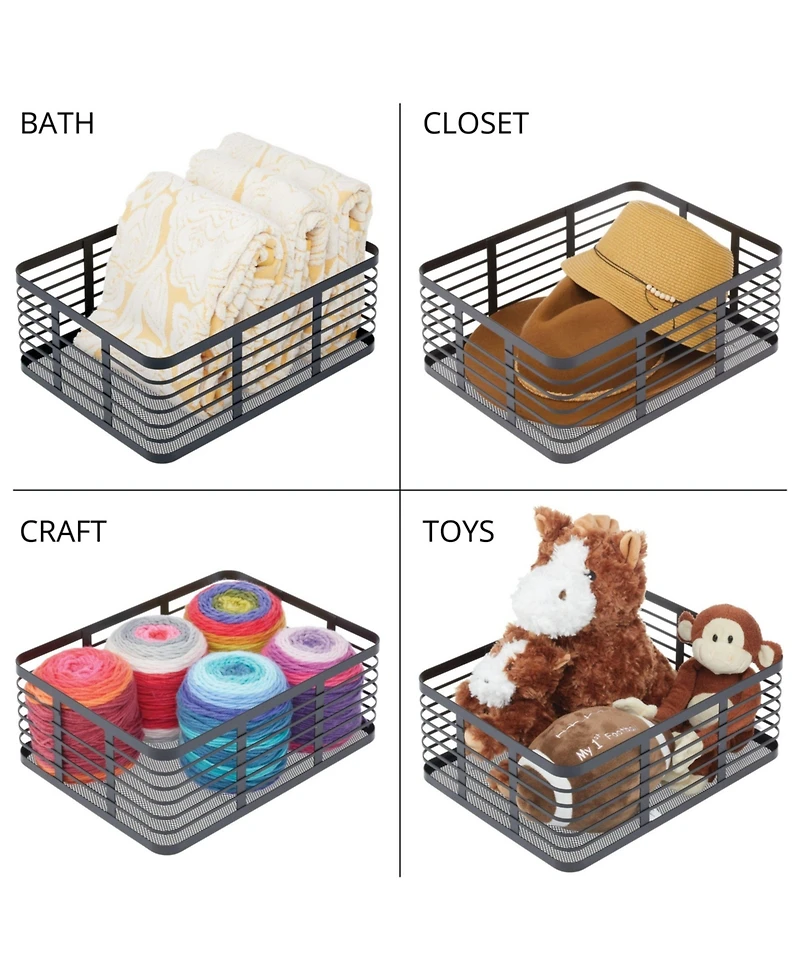 mDesign Metal Pantry Basket with Handles - Set of 2