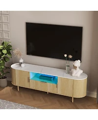 Streamdale Furniture Tv Cabinet with Led Lights & Storage for 55+ Inch TVs