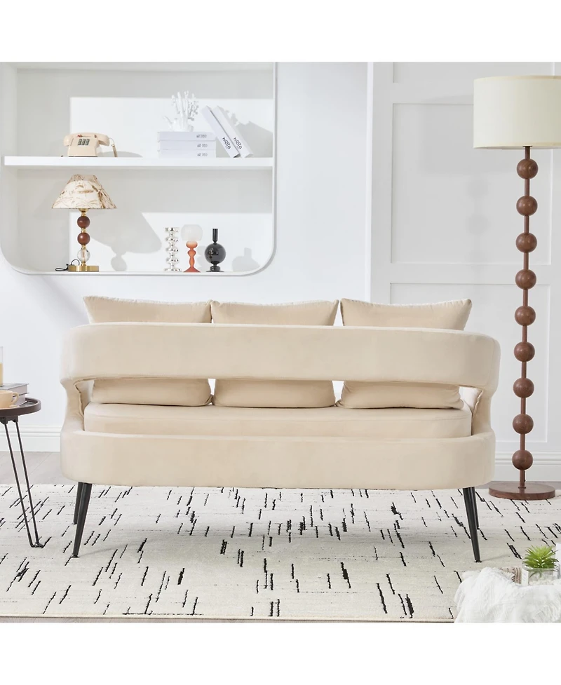 Streamdale Furniture Velvet Loveseat Settee with Pillows