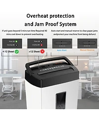 Bonsaii Crosscut Shredder, 12-sheet, P-4 Security, 5.5Gal Bin, Heavy-Duty, Shreds Paper, Credit Cards, Mail & Staples