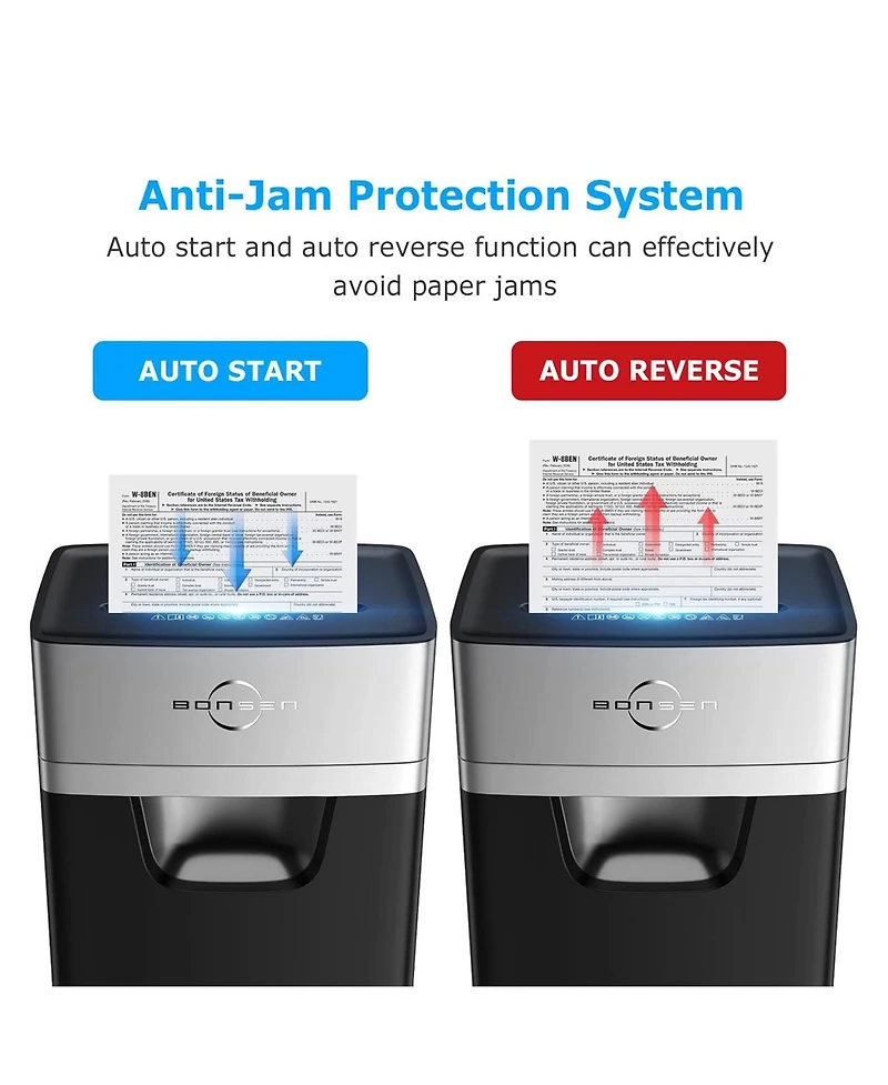 Bonsen 16-Sheet Heavy-Duty Crosscut Shredder, 60-min run, 60dB Low-Noise, 5.3Gal Bin, Anti-Jam, Quiet, Home/Office