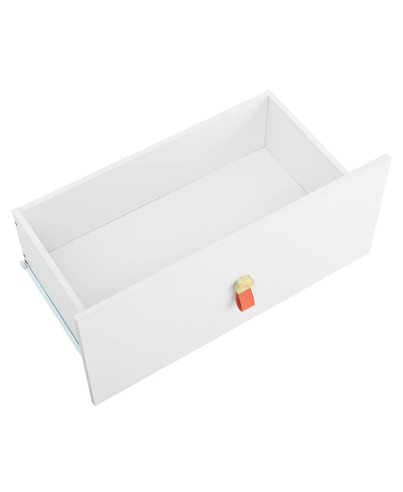 Streamdale Furniture 3-Drawer Led Nightstand, Glass Top, Faux Leather Handles