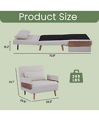 Streamdale Furniture Foldable Linen Sofa Bed - Single, Adjustable Back