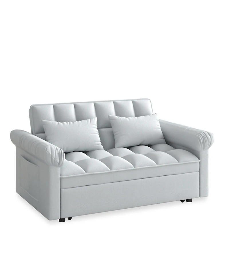 Streamdale Furniture Loveseats Sofa Bed with Pull-out Bed, Adjsutable Back-Light grey
