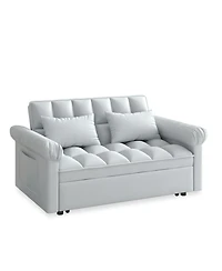 Streamdale Furniture Loveseats Sofa Bed with Pull-out Bed, Adjsutable Back-Light grey