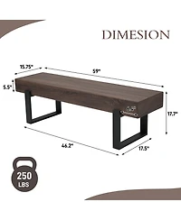 Streamdale Furniture 59" Farmhouse Dining Bench, Kitchen, Entryway, Shoe Bench