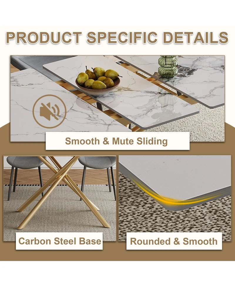 Streamdale Furniture 59" Expandable Sintered Stone Dining Table