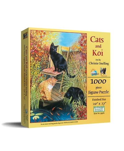 SunsOut Cats and Koi 1000 piece Jigsaw Puzzle for Adults