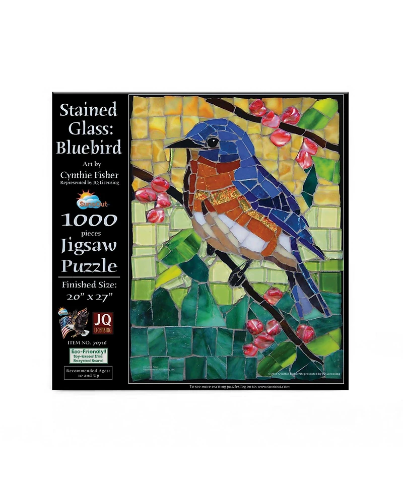 SunsOut Stained Glass Bluebird 1000 piece Jigsaw Puzzle for Adults