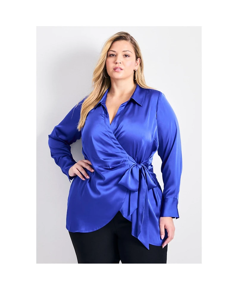Avenue Women's Goldi Satin Wrap Blouse
