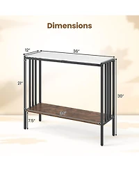 Console Table 2-Tier Industrial Foyer Table with Sintered Stone Tabletop