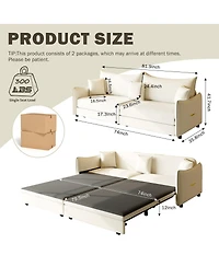 Maison Boucle 81.9'' Velvet Pull Out Sleeper Sofa Bed, 3-in-1 Convertible King Couch with Pillows, Modern for Living Room-Maison