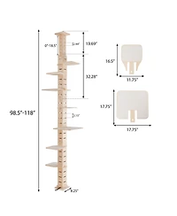 Zeus & Ruta 9 Adjustable Floor to Ceiling Cat Tree Multi Level Vertical Condo Climbing Frame