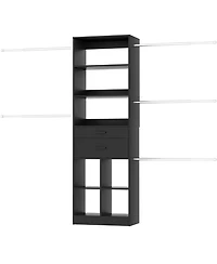 Aheaplus 4-8 Ft Walk-in Adjustable Closet Organizer System with 2 Drawers and 5 Rods