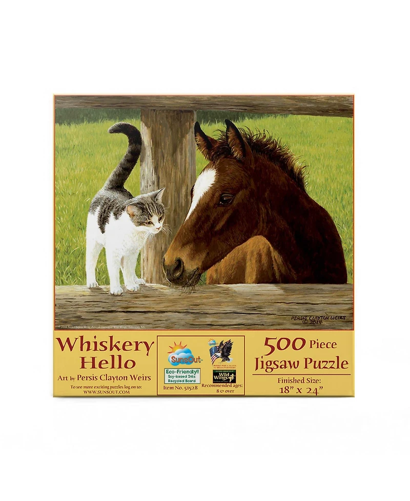 SunsOut A Whiskery Hello 500 piece Jigsaw Puzzle for Adults