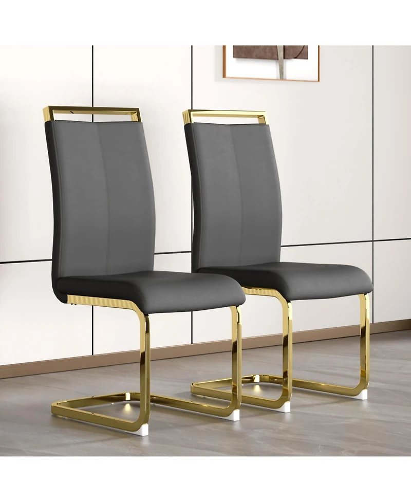 Streamdale Furniture Modern Gray Pu Leather Dining Chairs (Set of 4)