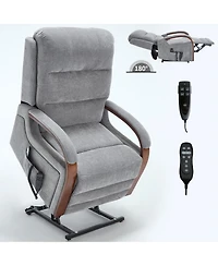 Streamdale Furniture Power Grey Chenille Lift Recliner w/ Heat & Massage