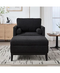 Streamdale Furniture Farmhouse Upholstered Accent Chair with Ottoman & Coffee Table