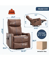 Streamdale Furniture Heat Massage Rocker Swivel Recliner