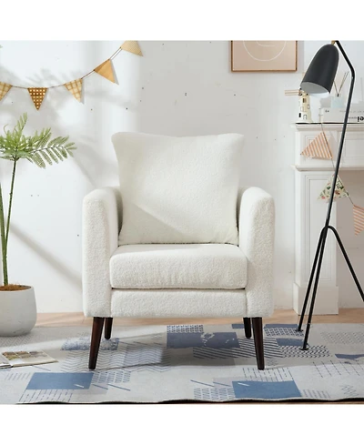 Streamdale Furniture Teddy Fabric Accent Armchair with Waist Pillow for Living Room/Bedroom