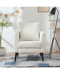 Streamdale Furniture Teddy Fabric Accent Armchair with Waist Pillow for Living Room/Bedroom