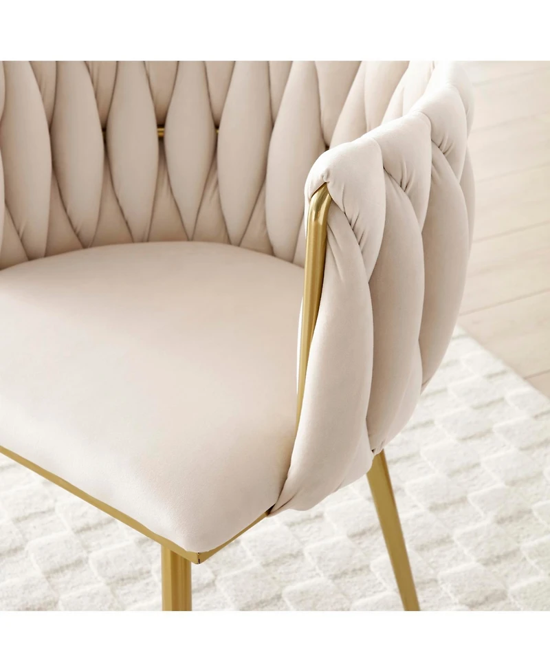 Streamdale Furniture Velvet Dining Chairs Set of 2 Golden Metal Legs