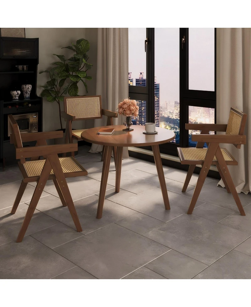 Streamdale Furniture Mid Century Rattan Dining Chairs - Set of 2 Brown