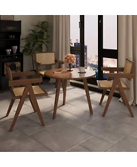 Streamdale Furniture Mid Century Rattan Dining Chairs - Set of 2 Brown