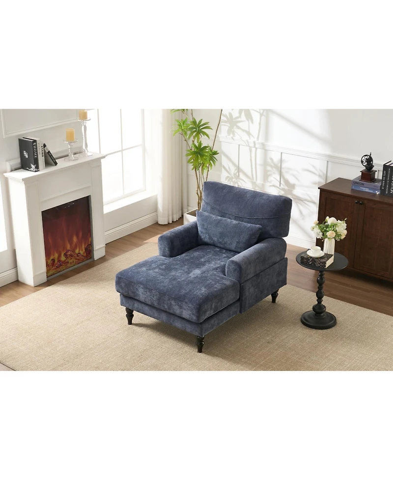 Streamdale FurnitureBlue Modern Chaise Lounge Sofa Recliner