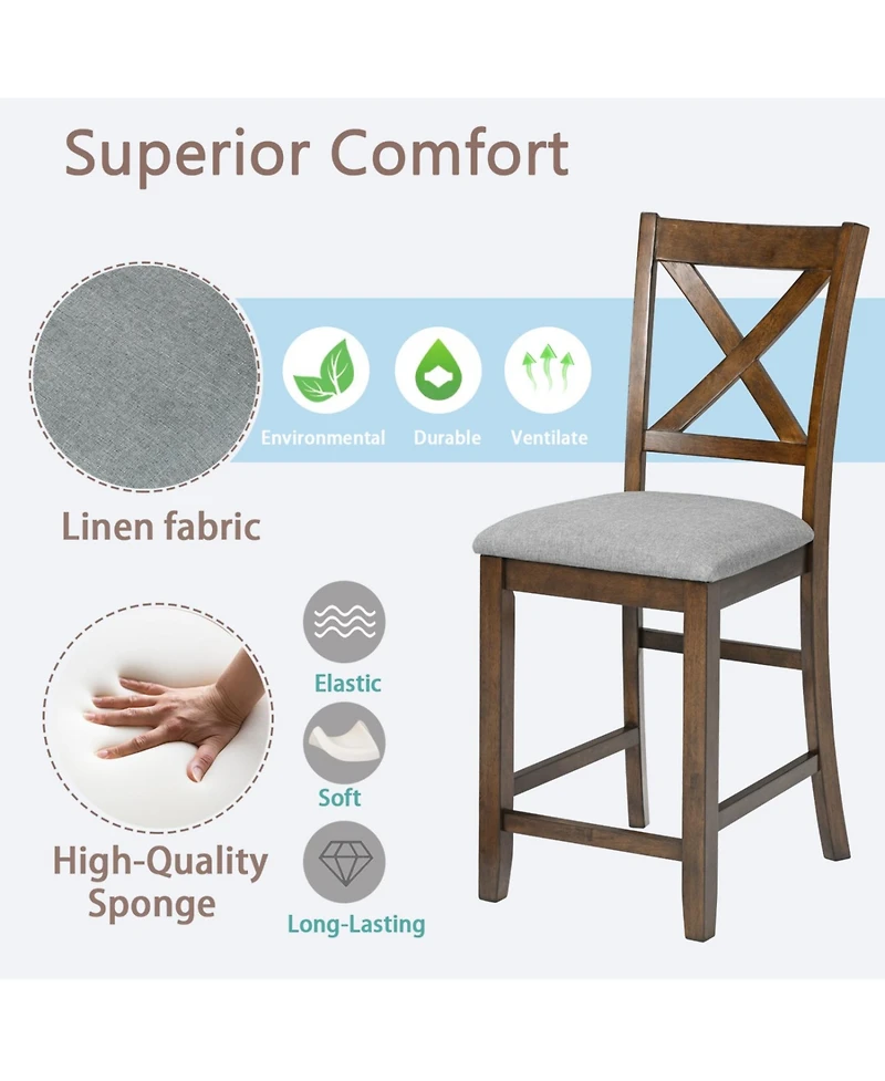 Streamdale Furniture Counter Height Chairs (Set of 4), Padded Seat, Walnut