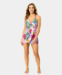 Anne Cole Women's V-Neck Surplice Skirted One-Piece Swim Dress