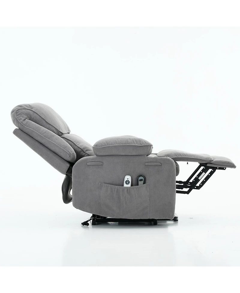 Streamdale FurnitureGray Remote-Controlled Heating and Massage Assistive Recliner for Seniors