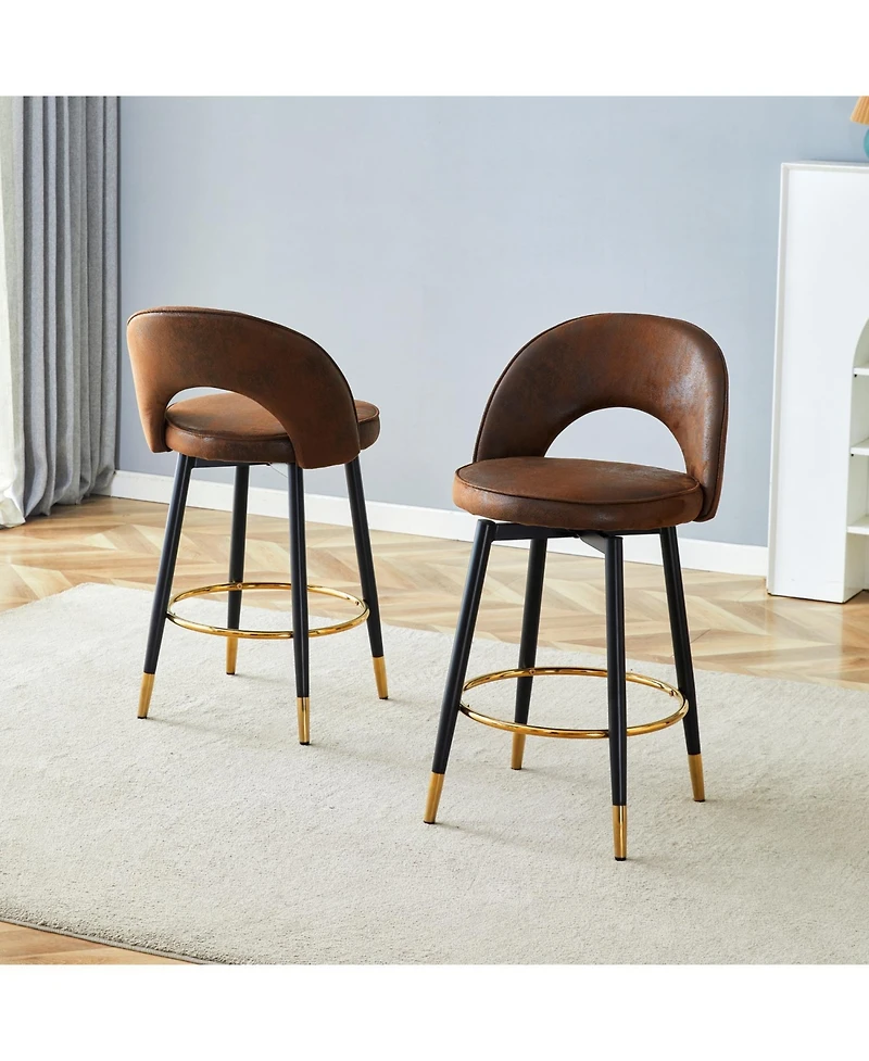 Streamdale Furniture 360 Brown Fabric Bar Chairs (Set of 2)