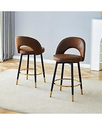 Streamdale Furniture 360 Brown Fabric Bar Chairs (Set of 2)