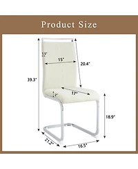 Streamdale Furniture Luxury Dining Chairs, White Fabric & Silver Legs, Set of 2