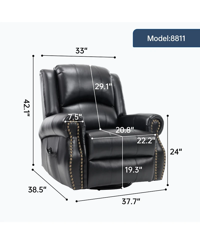 Streamdale Heat Massage Rocker Recliner Chair, Swivel Fabric