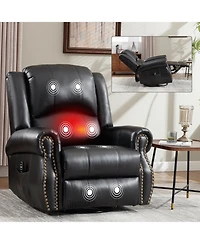 Streamdale Heat Massage Rocker Recliner Chair, Swivel Fabric