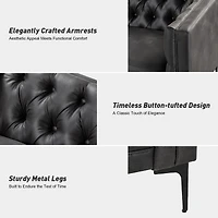 Hulala Home Wales Contemporary 84" Upholstered Button-tufted Sofa with Metal Legs