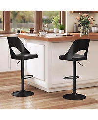Gymax Bar Stools Set of 4 w/Enlarged Pu Leather Seat Footrest Swivel Chairs