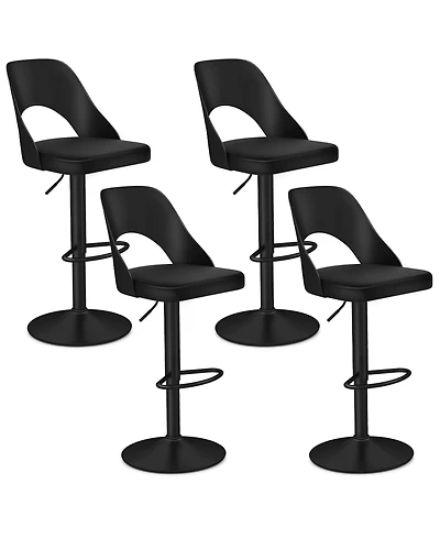 Gymax Bar Stools Set of 4 w/Enlarged Pu Leather Seat Footrest Swivel Chairs