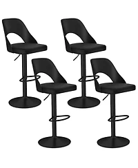 Gymax Bar Stools Set of 4 w/Enlarged Pu Leather Seat Footrest Swivel Chairs