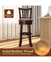 Gymax 30'' Bar Height Swivel Bar Stools Set of w/Back & Faux Leather Seat