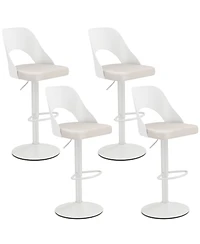 Gymax Bar Stools Set of 4 w/Enlarged Pu Leather Seat Footrest Swivel Chairs