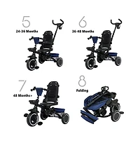 Kinder King Kids Tricycle Stroller, 8 1 Folding Toddler Trike w/Adjustable Push Handle