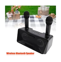 Artudatech Portable Karaoke Speaker System with 2 Wireless Mics, 20W HiFi Sound, Bluetooth & Aux for Parties and Camping