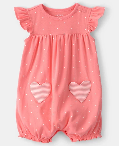 Carter's Baby Girls' Heart Pocket Flutter-Sleeve Romper