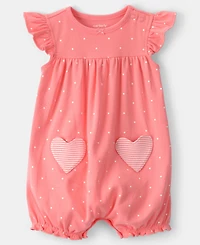 Carter's Baby Girls' Heart Pocket Flutter-Sleeve Romper