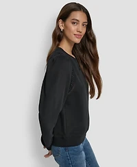 Dkny Jeans Women's Lace Detail Crewneck Sweatshirt
