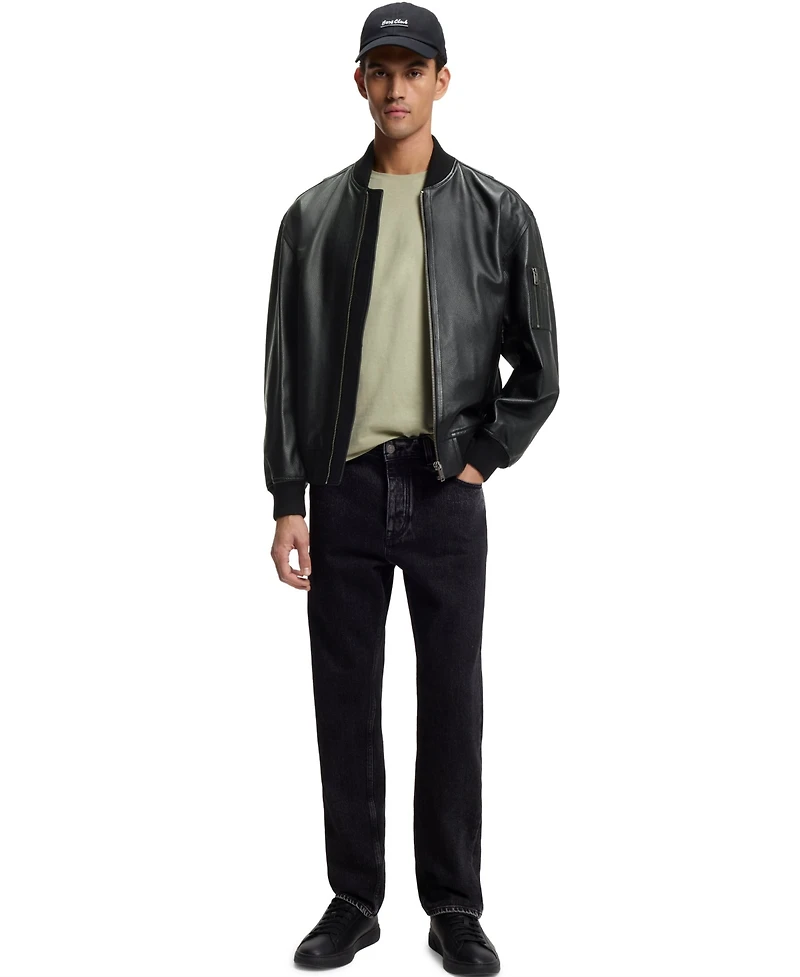 Boss by Hugo Men's Leather Bomber Jacket